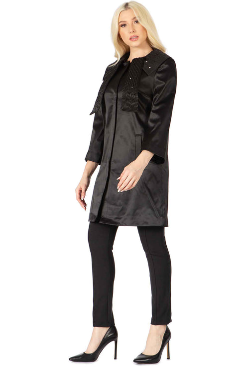 Stately Beaded Scarf Coat